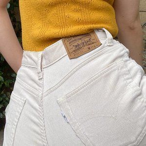 Levi Jeans High Waisted Straight White Corduroy